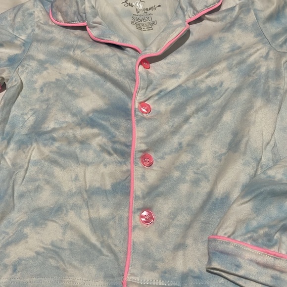 Sweet Dreams S 6/6x short sleeve button down top shorts set blue clouds euc - Picture 6 of 8